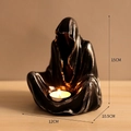 Wizard skeleton resin candle holder with silver finish and dimensions 15x12cm - Wizard Candle Holder - Black Silver