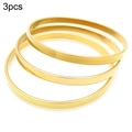 Minimalist 3-piece set of polished golden stainless steel bangles with smooth finish - Inner Diameter 60mm / 5mm Gold (3 Rings)