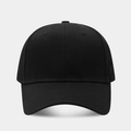 Dettaglio del cappellino da baseball in cotone nero con corona a sei pannelli e visiera - Regolabile / Nero