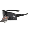 Occhiali da sole sportivi avvolgenti con montatura nera e lenti grigio scuro - Nero Lucido / Grigio
