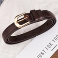 Ceinture fine en cuir femme style rétro minimaliste avec boucle métal dorée chic mode - Café / 105