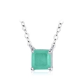 Halskette aus S925 Sterlingsilber mit quadratischem grünen Paraiba-Edelstein Anhänger - 925er Silber / Silberne Halskette
