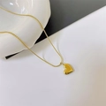 Elegant 18k gold plated titanium steel necklace with a 3D heart pendant and twisted rope chain - Gold Heart