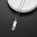 Collana con piastrina militare in acciaio argento e lettera G incisa su catena box - Stile Lettera G (G)