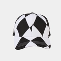 Classic black and white checkered diamond pattern baseball cap with curved brim detail - Black Argyle