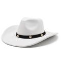 Classic white wool felt fedora with 9.5cm wide brim and studded black decorative band - M(56-58cm) / White