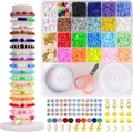 DIY Schmuck-Set mit 24 Farben Heishi-Perlen, Anhängern und Bastelzubehör für Armbänder - Stil 8