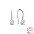 Elegant 925 sterling silver hoop earrings with sparkling round zircon stone accents - Style 5-Single Stone Hook / White Gold