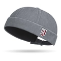 Faded grey washed cotton miki hat with shield embroidery and adjustable strap - Adjustable / Gray