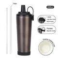 Dunkelgrauer 830ml Thermobecher mit Keramikbeschichtung und praktischem Magnetgriff - 830ml / Metallic-Schwarz mit schwarzem Deckel