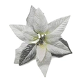 Sparkling silver and white artificial Christmas poinsettia flower with glitter accents - 25cm / Silver