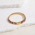 Luxe 14K vergulde tennisarmband met levendige regenboogkleurige zirkonia-steentjes - Kleurrijk