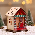 Lighted wooden Christmas cabin ornament with reindeer motif and warm LED stars - New Style Reindeer
