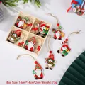 Set of 8 colorful wooden Christmas gnome ornaments with jute ropes in a gift box - Set C - 4 Grid 12Pcs Gnome Pendants