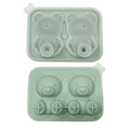 Light green silicone bear-shaped ice cube mold with BPA free marking in open and closed state - 2-Cavity Bear (Mugwort Green)
