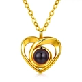 Elegant gold heart projection necklace with polished finish and O-chain for women - Three-hole Heart Gold