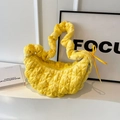 Bright yellow pleated velvet cloud bag with quilted finish and stylish ribbon detail - Yellow