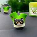 Cute resin black cat figurine wearing a green scalloped onion outfit for car or desk - Vegetable Cat Series - Green Onion Cat