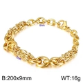 Bracelet pour homme en acier inoxydable doré avec maille dragon de 9mm de largeur - Or - Style Écailles de Dragon (KB138225-Z)