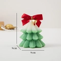 Green gradient Christmas tree scented candle with red ribbon and gold bell, 9x9x9cm - Fishbone Pine Christmas Tree / Light Green