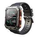 Rugged C20PRO smartwatch with gunmetal grey case, orange accents and black silicone strap - Orange