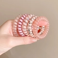 Set di 6 elastici per capelli a spirale rosa e trasparenti con motivi floreali - 6# Spirale Rosa (Set da 5 pezzi)