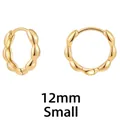 Golden small bubble textured hoop earrings with a 12mm diameter in polished finish - Geometric Round 12mm