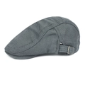 Classic grey mesh flat cap with adjustable metal buckle and breathable summer texture - One Size Adjustable / Gray