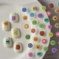 Detail of colorful jelly series cow print nail stickers with cute cartoon emoji patterns - Colorful Cartoon Expression Style (CO-008)