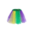 Purple yellow and green tiered mesh tutu skirt with green elastic waistband for carnival - Carnival Tri-color Tutu