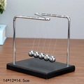 Newton's cradle balance balls with silver metal frame and black base 14x12x14.5cm - N-shaped Metal-wood Base For Playing Pool (non-perpetual Motion) ♢ / Original Packaging ♢
