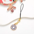 Mini metal blue snowflake pendant with black braided lanyard for bags and phone cases - Snowflake No.3 / Gold