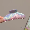 Elegant 10.5cm hair claw clip with colorful marble pattern and wave square design - Colorful Half-Circle [10.5CM]