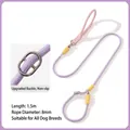 Adjustable 1.5m nylon P-rope dog leash in purple and pink with anti-slip buckle - M / Pink Purple