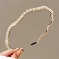 Elegante cerchietto ondulato dorato con perle bianche per bambine e donne - Stile 13 Perla Ondulata
