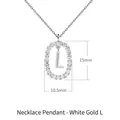 Silver letter L pendant necklace with zircon halo in polished finish, 15mm by 10.5mm size - White Gold L