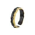 S925 sterling zilveren ring met zwart-gouden lavatextuur in stapelbaar ontwerp - Breed Vlak (JL203) / Verstelbaar Open / Zwart en Goud