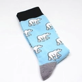 Detail of light blue crew socks featuring white polar bear patterns and ribbed cuffs - One Size / Polar Bear Pattern (A162)