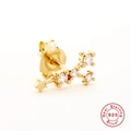 Macro shot of 925 sterling silver star earring with gold plating and cubic zirconia - Cancer / Gold