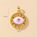 Pink evil eye gold pendant with colorful crystals and sun rays, 2.6cm x 1.9cm - Gold Sun-Ray Evil Eye Multi-colored Zircon Pendant (5)