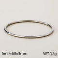 Polished silver stainless steel minimalist round bangle 68x3mm for women stacking - Steel Color (KB179809-LO)