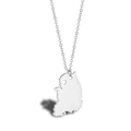 Silver South Korea map necklace with heart cutout detail on minimalist link chain - South Korea Seoul - Silver