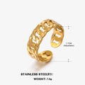 Anillo de cadena cubana dorada de acero inoxidable con banda abierta ajustable - Dorado