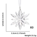 Detail von 3er-Pack transparentem Schneeflockenschmuck, 6,5x5,5cm Größe und 33,5g Gewicht - Transparente Polygonale Schneeflocke