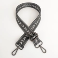 Adjustable dark grey nylon strap with white arrow pattern and black metal swivel hooks - Grey Silver Thread + Gunmetal Buckle