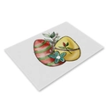 Easter linen placemat featuring watercolor bunny eggs and floral weaving patterns - CD002-12 Eggs and Flowers