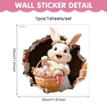 Detail view of 3D Easter bunny wall sticker with size measurements in cm and inches - Rabbit with Basket 30x30cm (UV26Y80050DT_T) / 30*30cm