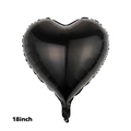 18-inch heart-shaped black foil balloon with metallic finish for wedding decor - Heart Black