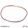 Red 2mm braided wax rope necklace with 45cm length and golden lobster clasp - Red Leather Rope with Gold Clasp (KN201953-Z)