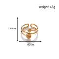 Gold stainless steel double-layer open ring with star and sunburst motifs - MN430-Star Sun